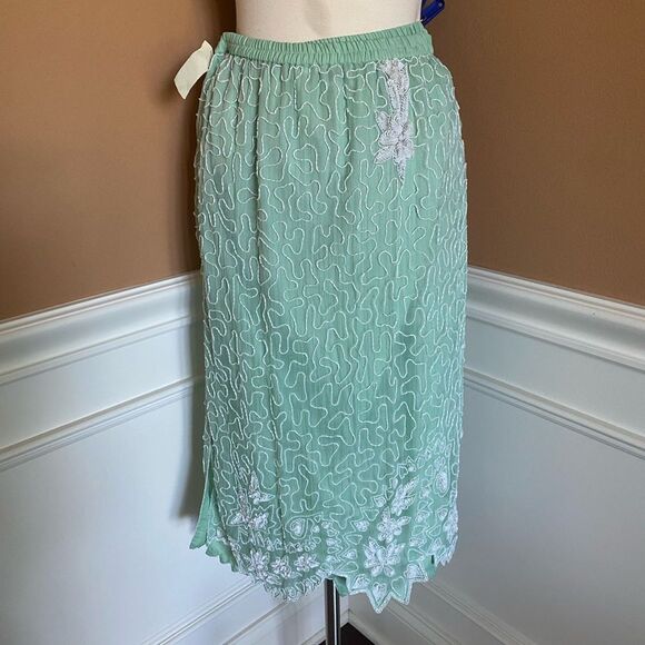 Scala Vintage Silk Beaded Dress Set NWT RARE L - Picture 5 of 8